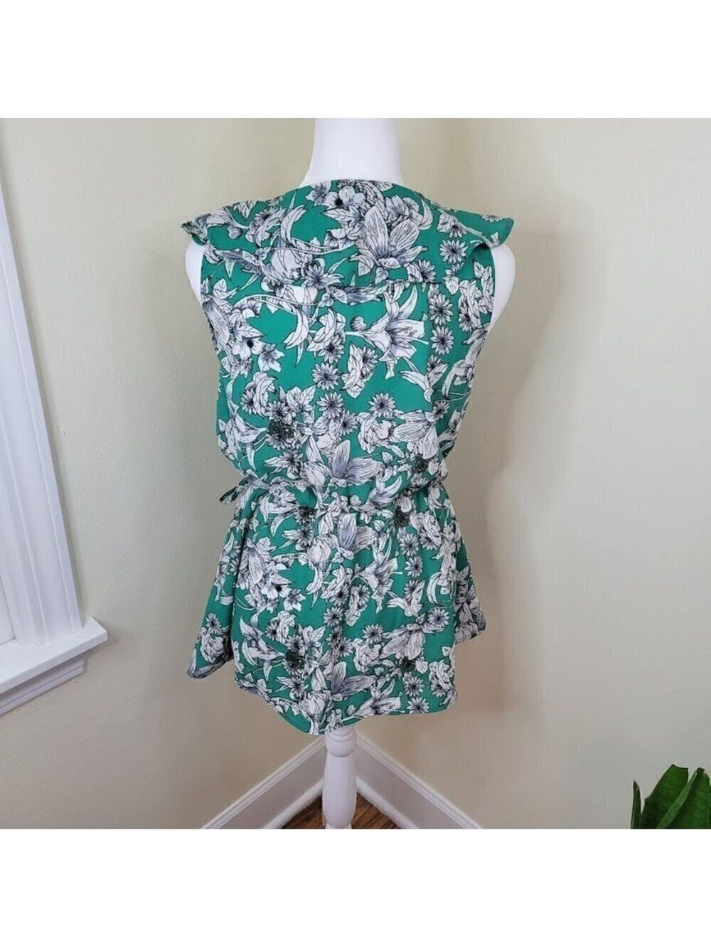 Japna Floral Wrap Flounce Front W/ Inside & Outside Ties Elastic Waist Women's M - Picture 7 of 11